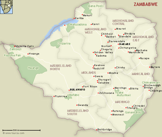 Map of Zimbabwe